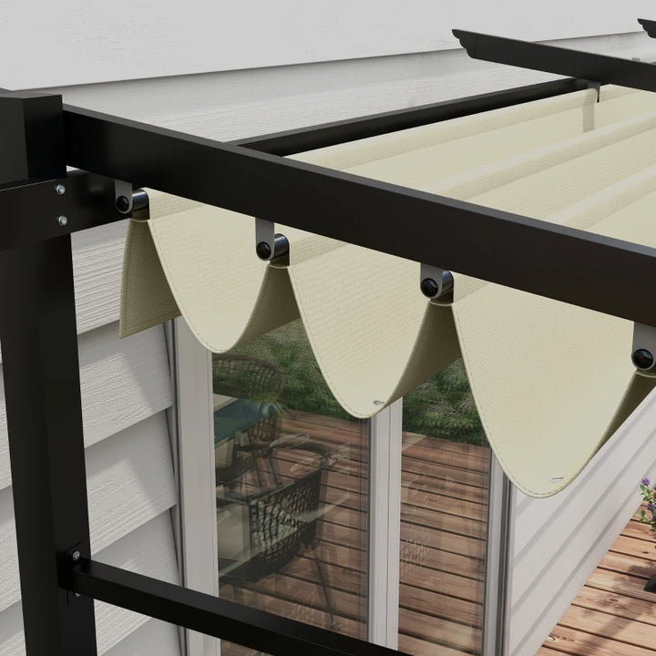 Retractable Metal Pergola with Sliding Roof Canopy - Adjustable Outdoor Shade 10' x 13'