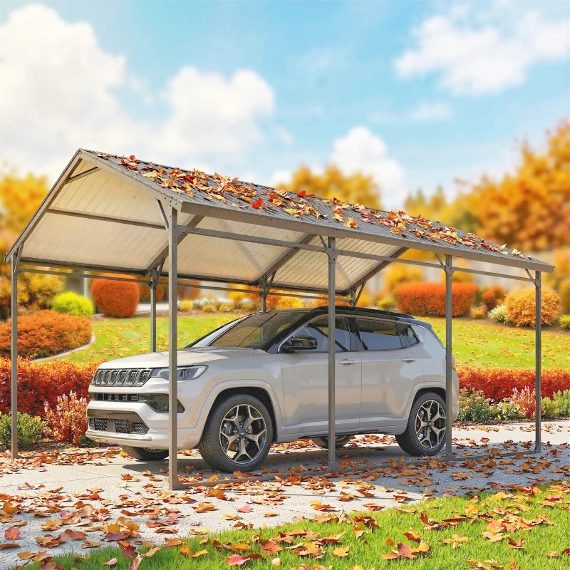 Heavy-Duty 10 x 15ft Metal Carport Canopy - Reinforced Steel Frame & All-Weather Protection