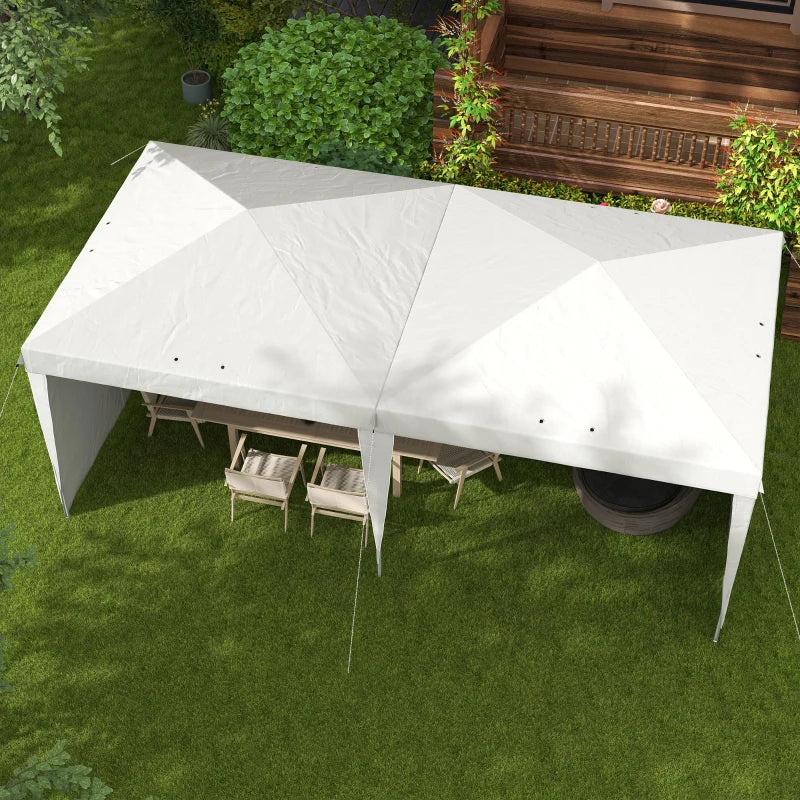 19' x 10' Pop-Up Gazebo Canopy Outdoor Party Event Tent Shelter, 4 Walls, Sandbags, Case, White