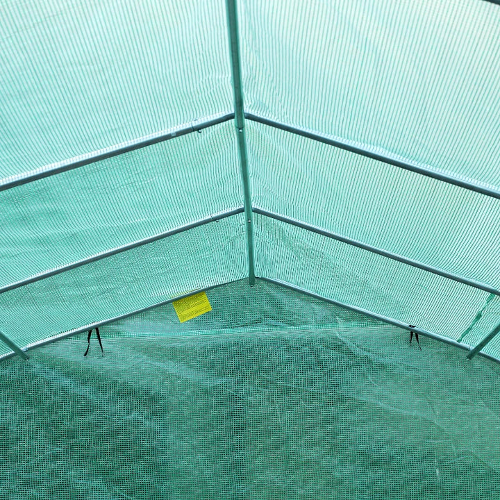 26’ x 10’ x 7’ Large Walk-In Dome Tunnel Garden Greenhouse w Door Windows, Galv Steel, Green