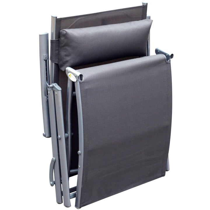 Folding Deck / Patio Sun Lounger w/ Neck Pillow - Grey