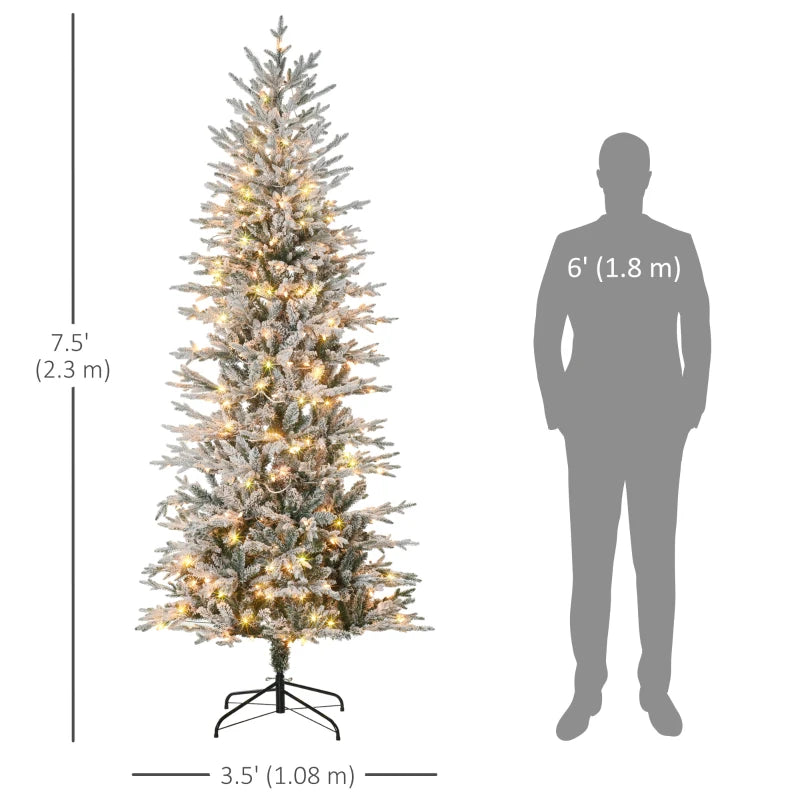 7ft 850-Tip Pre-lit Frosted Realistic Artificial Christmas Holiday Tree, 350 LED, Snow Green