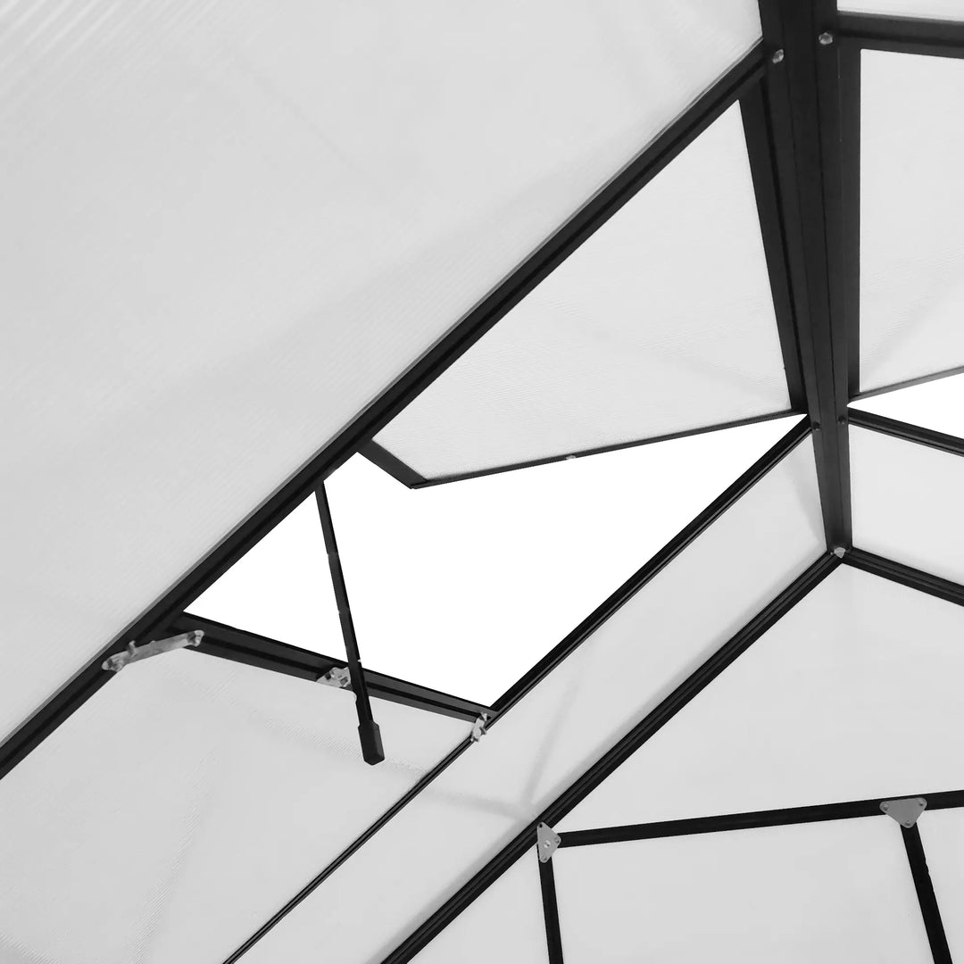 20' x 8' x 7' Walk-in Aluminum Polycarbonate Greenhouse Outdoor Garden Flower Vegetable Plant Black