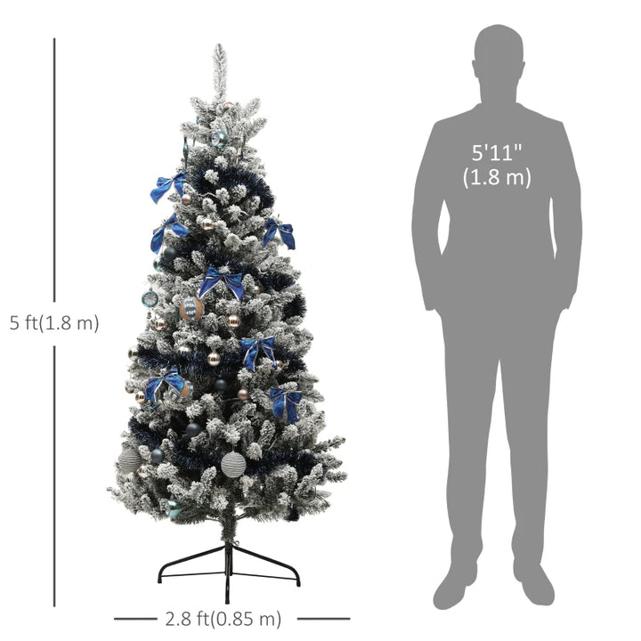 NEW 6ft 822-Tip Pre-lit Pre-Decorated Artificial Christmas Tree 150 Lights, Blue Metallic Ornaments