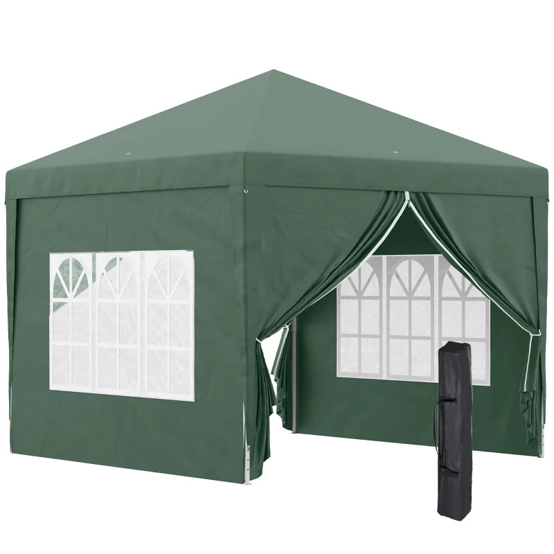 10’ x 10’ Pop-Up Portable Outdoor Event Party Wedding Tent Gazebo Canopy w Case, 4 Walls, Green