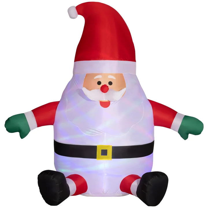 NEW 6ft Inflatable Holiday Christmas Outdoor Blow Up Lawn Display w Colourful Lights, Sitting Santa