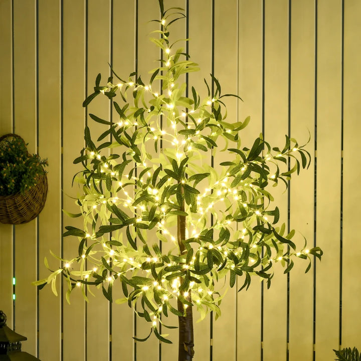 6ft Prelit Artificial Olive Tree w/ 300 Warm White Lights for Indoor-Outdoor Christmas Wedding Home Decor