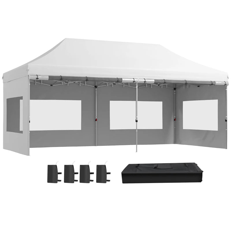 20' x 10' Folding Pop Up Canopy Tent with Sidewalls - Portable UV Protection Outdoor Shelter