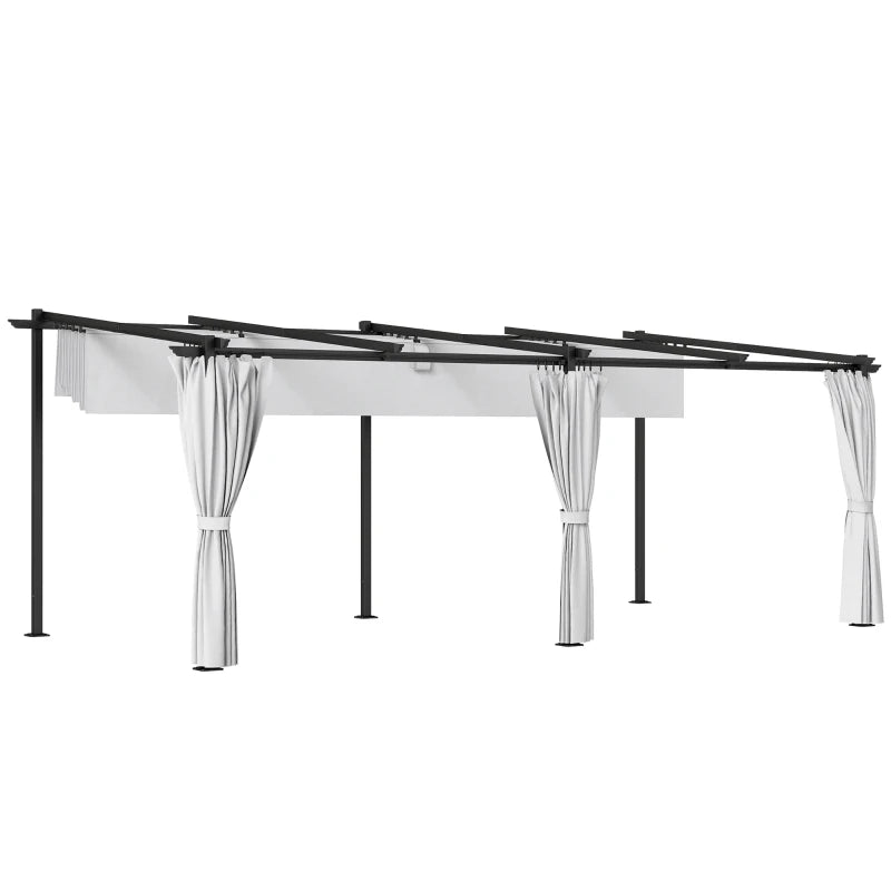 Metal Retractable Pergola Canopy with Sidewalls - UPF30+ Outdoor Sun Shade Shelter