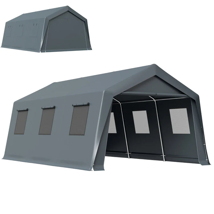 20 x 13 Ft Portable Carport Shelter - Weather-Resistant Steel Frame Garage
