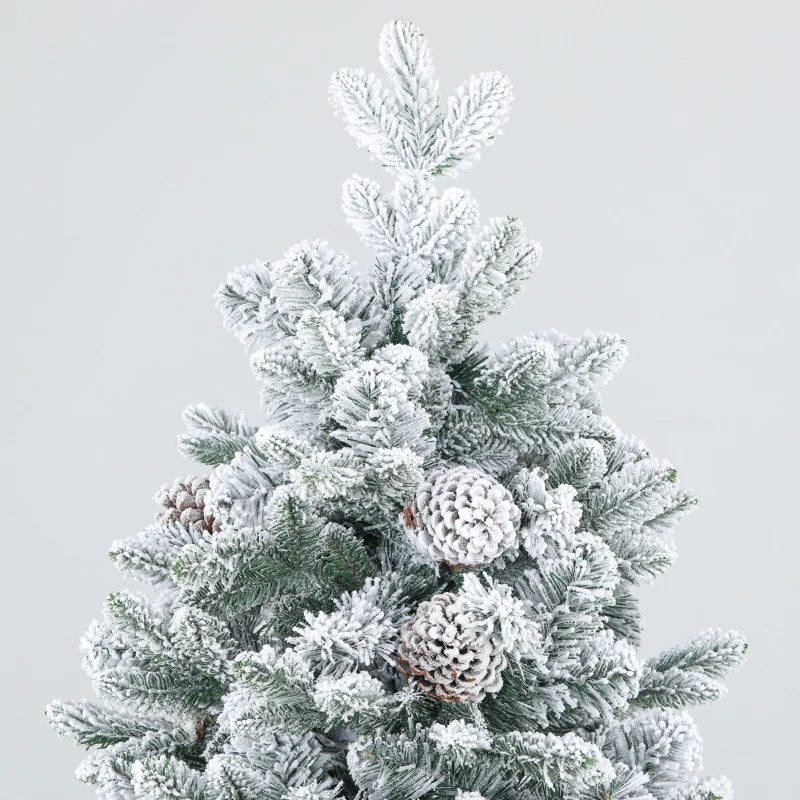 6ft 1489-Tip Lush Natural Look Snow Flocked Artificial Christmas Holiday Fake Xmas Tree, Green