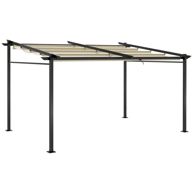 Retractable Metal Pergola with Sliding Roof Canopy - Adjustable Outdoor Shade 10' x 13'