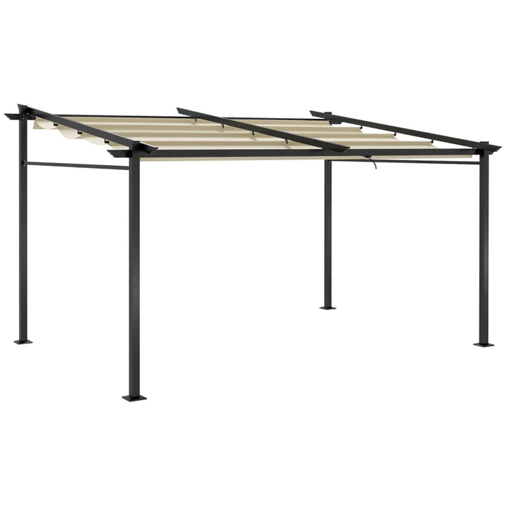 Retractable Metal Pergola with Sliding Roof Canopy - Adjustable Outdoor Shade 10' x 13'