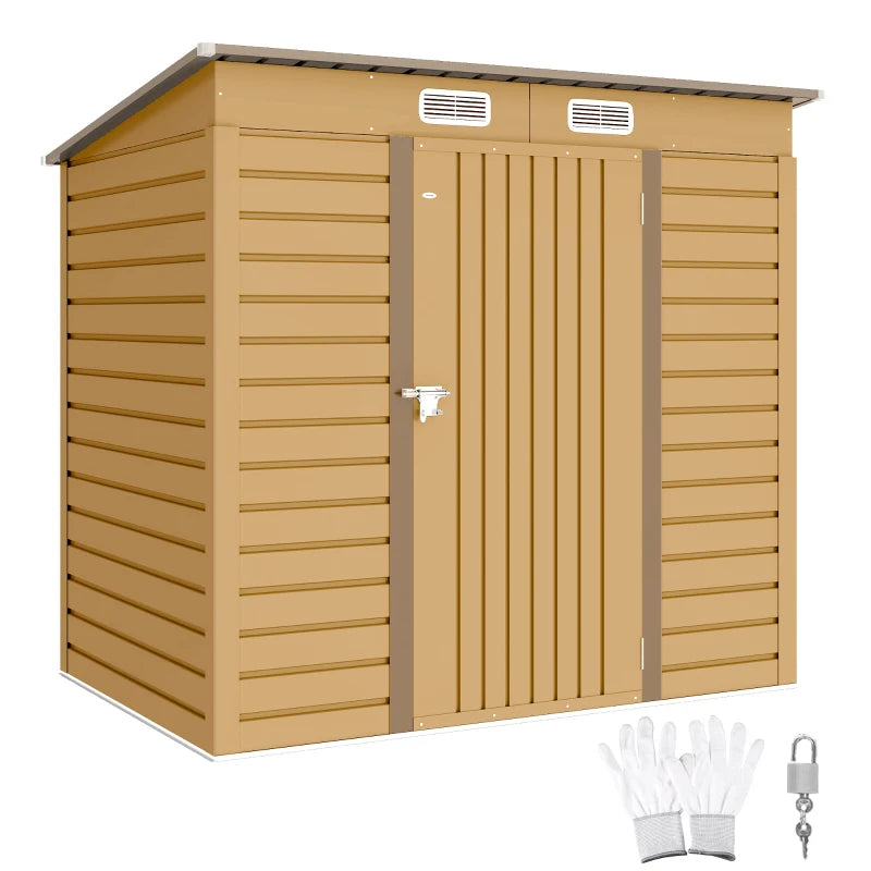 Galvanized Garden Storage Shed 6' x 4' - Durable Metal Outdoor Storage with Double Doors and Vents