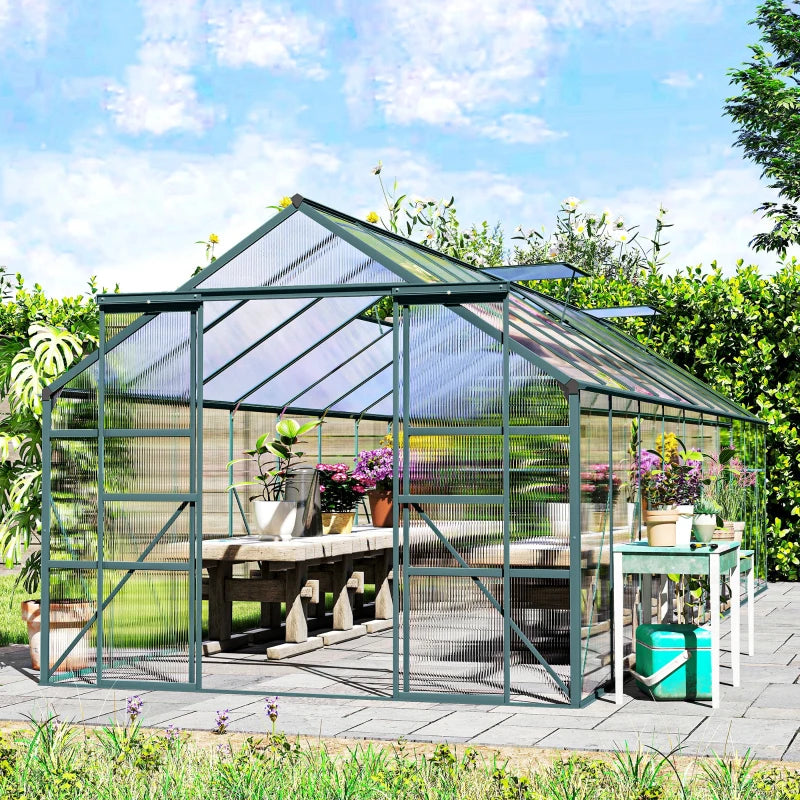 Aluminum Polycarbonate Walk-In Garden Greenhouse - Year-Round Plant Protection
