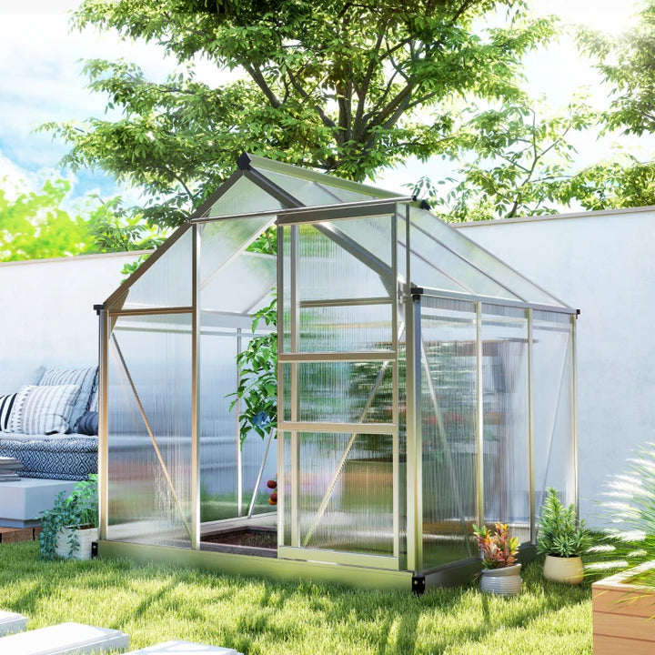 6' x 6' x 6.6' Polycarbonate Greenhouse Walk-In Garden Kit - Durable Year-Round Plant Protection