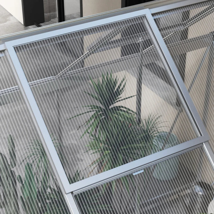 6' x 8' Walk-In Hard-Sided Aluminum Garden Greenhouse w Clear & Double PC, 5-Level Vent, Door