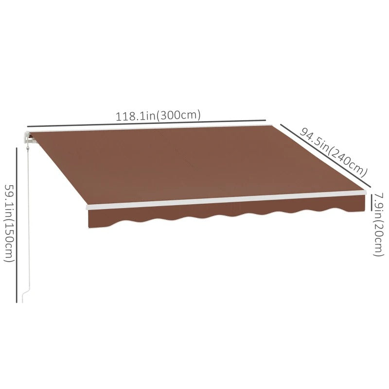 10' x 8' Electric Retractable Awning Sun Shade Canopy w Remote, Aluminum for Patio Deck, Brown