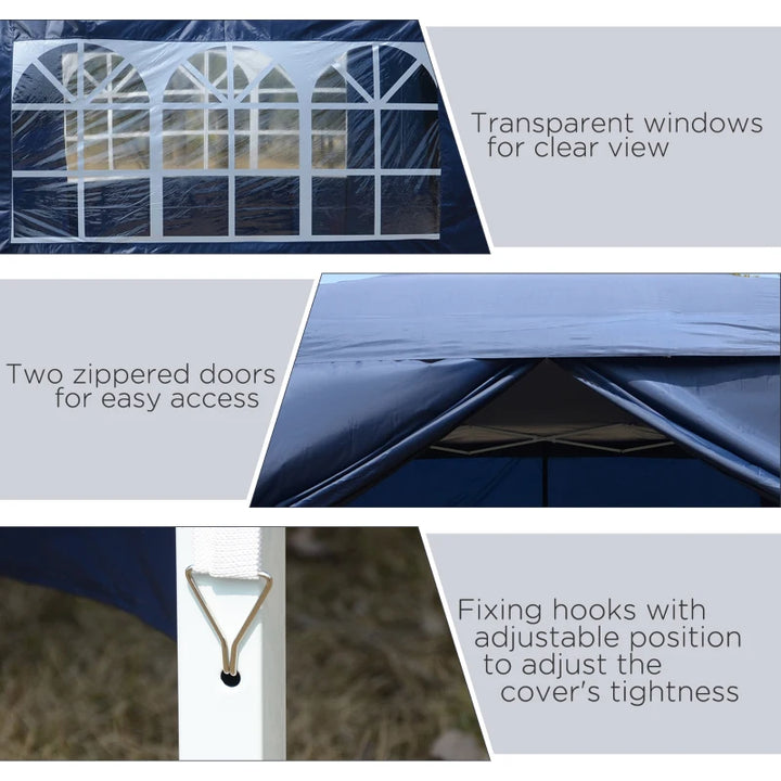 10’ x 10’ Pop-Up Portable Outdoor Event Party Wedding Tent Gazebo Canopy w Case, 4 Walls - Blue