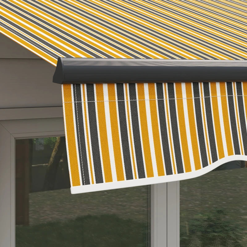 10' x 8' Manual Retractable Awning UV Resistant Sun Shade Canopy Outdoor Patio Deck Yellow Grey