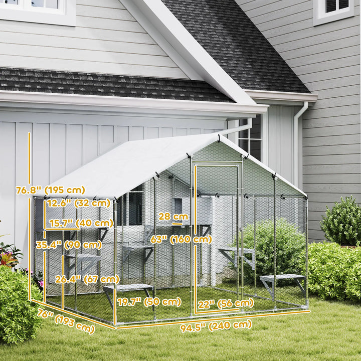 Large Catio Fence Enclosure Outdoor Shelter w Waterproof Roof Shade for Cats, Chickens, Rabbits