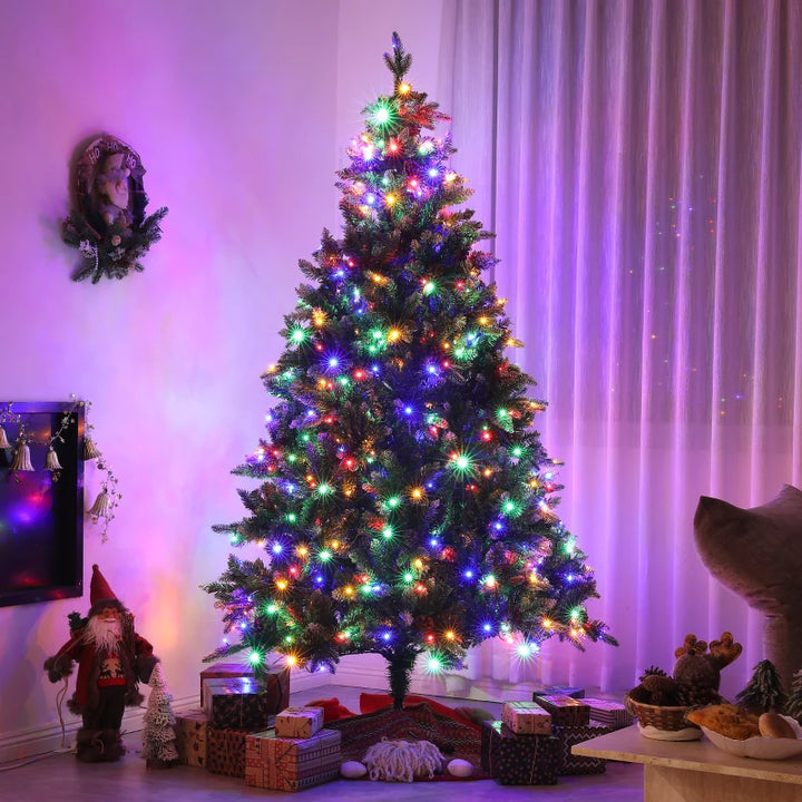 NEW 7ft Full 1460-Tip Prelit Artificial Tree, 450 LED Dual Colour Lights, Christmas Holiday, Green