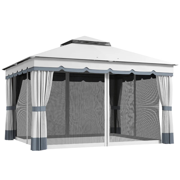 Double Roof Patio Gazebo Canopy 10' x 12' - UV Protection & Privacy Outdoor Shelter