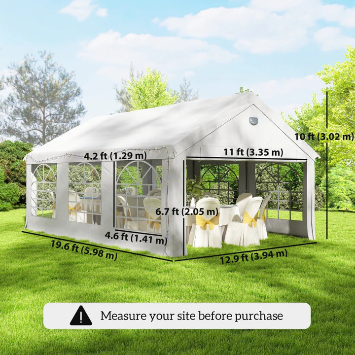 Heavy Duty 20' x 13' Party Tent with Removable Sidewalls - Outdoor Event Shelter