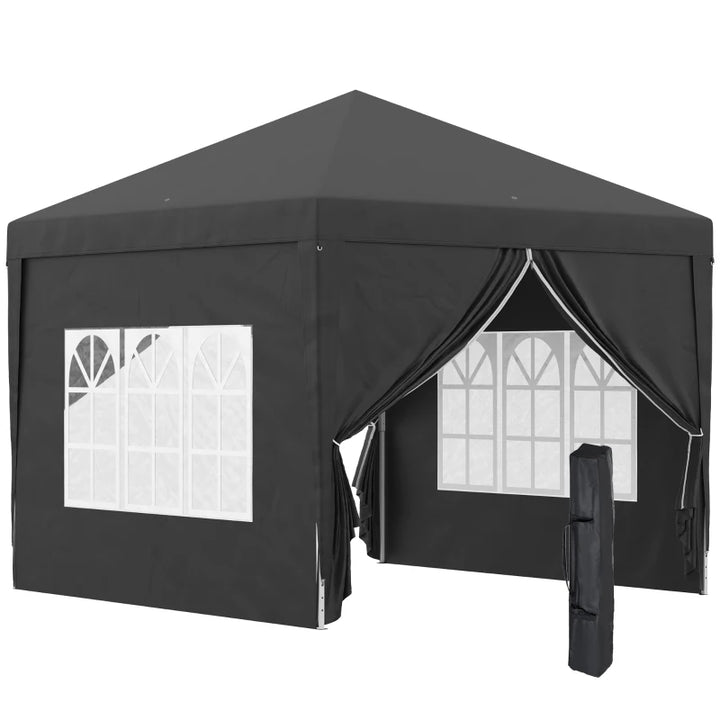 10’ x 10’ Pop-Up Portable Outdoor Event Party Wedding Tent Gazebo Canopy w Case, 4 Walls, Black