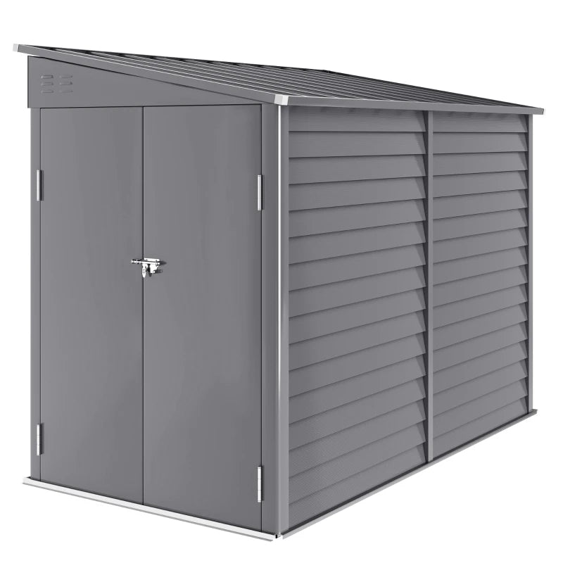 Steel Outdoor Storage Shed 4.6'x9' - Weather Resistant Lockable Garden Tool Shed