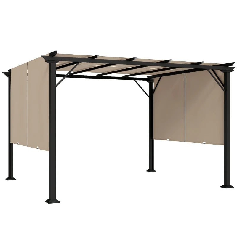 12' x 10' Outdoor Patio Gazebo Pergola with Retractable Canopy - Adjustable Shade and Durable Steel Frame