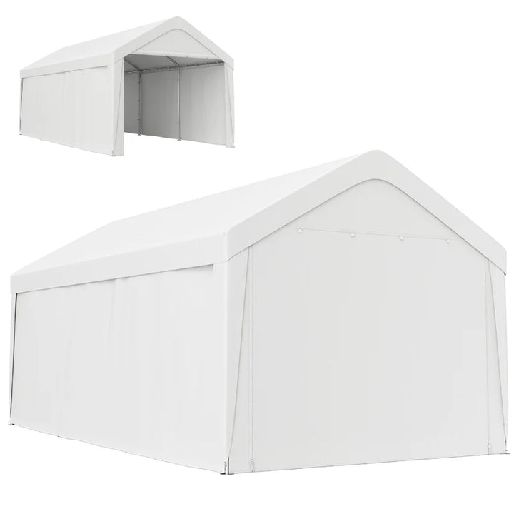 Portable Carport 10 x 20 ft – Weather-Resistant Garage with Roll-Up Doors