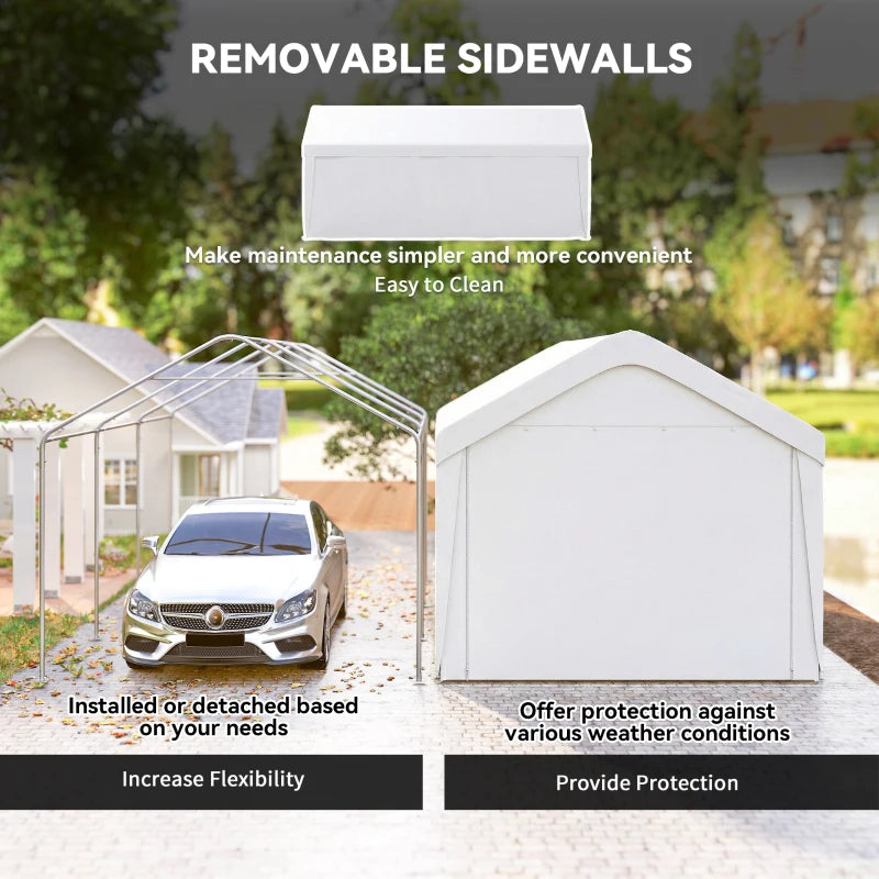 Portable Carport 10 x 20 ft – Weather-Resistant Garage with Roll-Up Doors