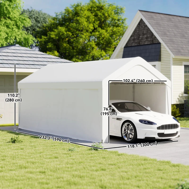 Portable Carport 10 x 20 ft – Weather-Resistant Garage with Roll-Up Doors