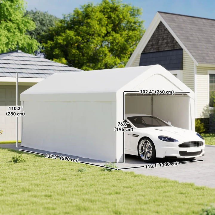 Portable Carport 10 x 20 ft – Weather-Resistant Garage with Roll-Up Doors