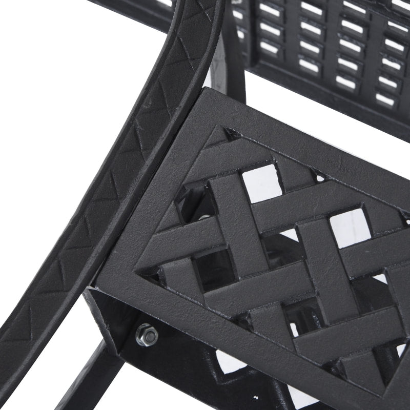 36" Square Cast Aluminum Bistro Dining Accent Table w Umbrella Hole Outdoor Patio Garden, Black