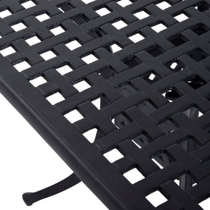 36" Square Cast Aluminum Bistro Dining Accent Table w Umbrella Hole Outdoor Patio Garden, Black