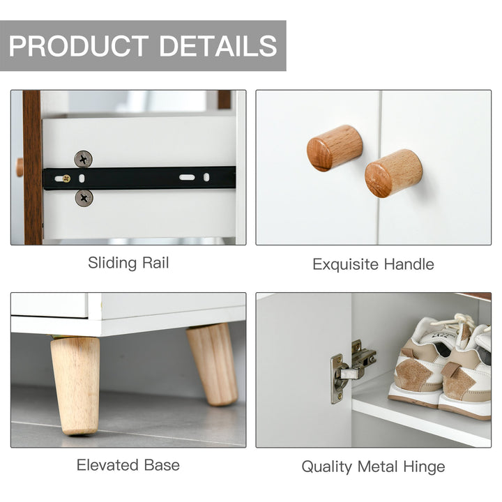 Shoe Storage Cabinet w/ Drawers - White