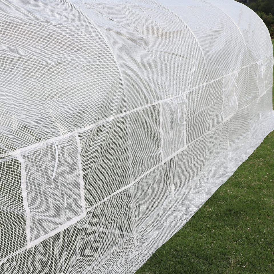 19.5' x 10' x 7' Large Heavy Duty Walk-in Tunnel Greenhouse w Door Windows Outdoor Garden White