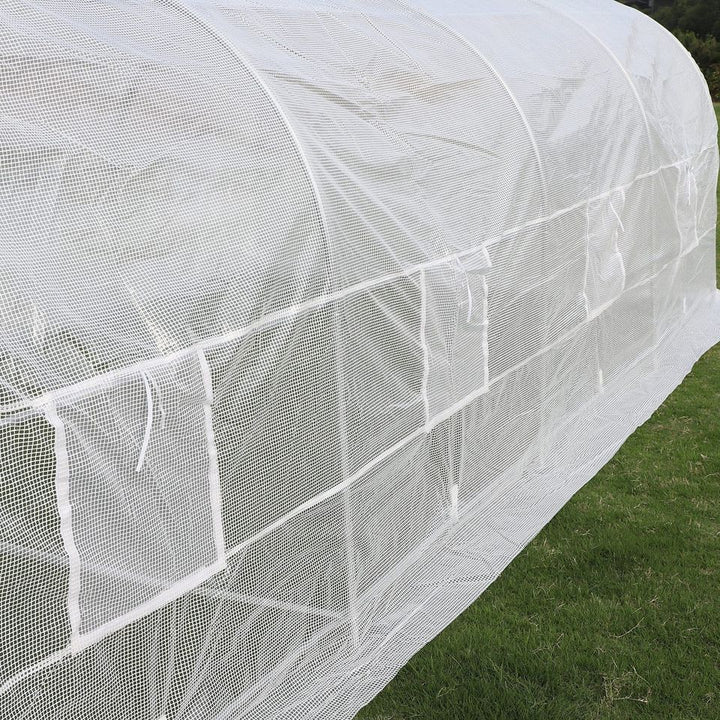 19.5' x 10' x 7' Large Heavy Duty Walk-in Tunnel Greenhouse w Door Windows Outdoor Garden White