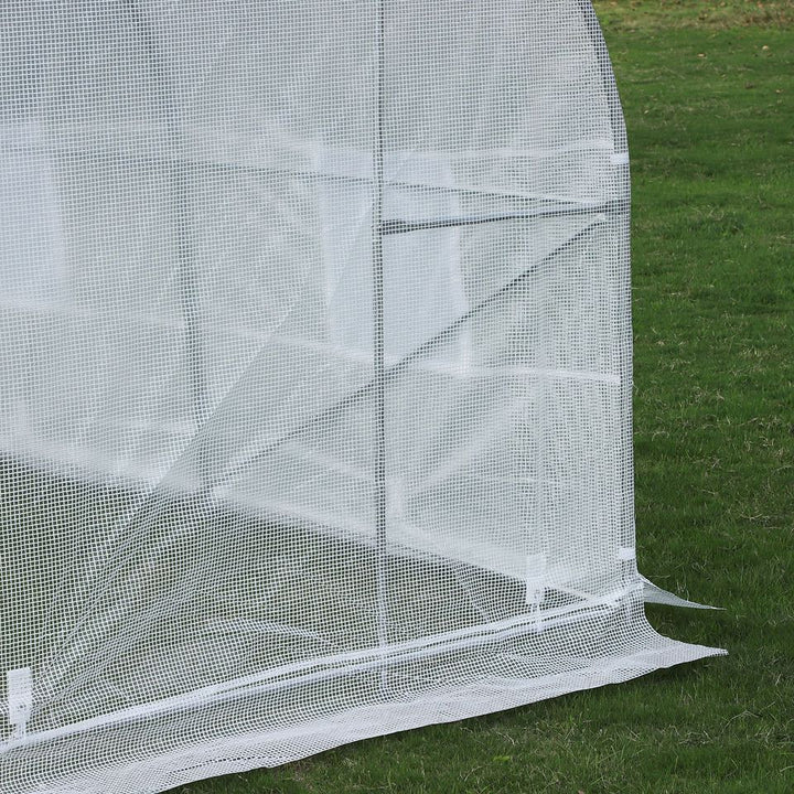 19.5' x 10' x 7' Large Heavy Duty Walk-in Tunnel Greenhouse w Door Windows Outdoor Garden White