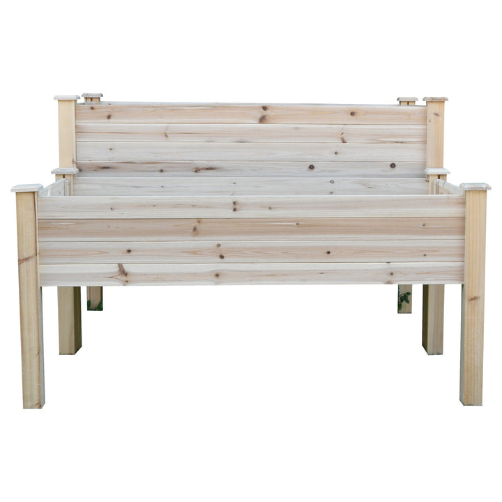 2 Tier Raised Wooden Garden Planter Box Flower Veggie Bed w/ Drainage, Legs - Natural Fir
