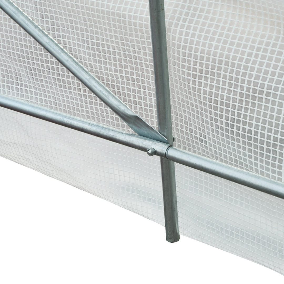 14.8' x 6.6' x 6.6' Walk-in Dome Tunnel Greenhouse w Door, Plants Flowers Outdoor Garden, White