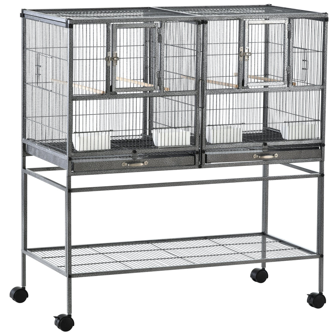 Large Rolling Bird Cage - Silver