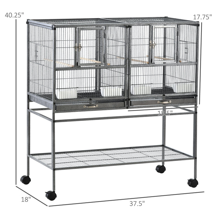 Large Rolling Bird Cage - Silver