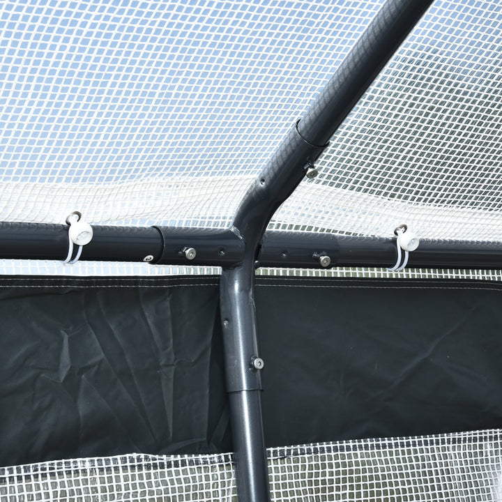 9.8' x 6.5' x 7.2' Walk-in Greenhouse w 2 Roll Up Doors Windows, Outdoor Garden Plants, White