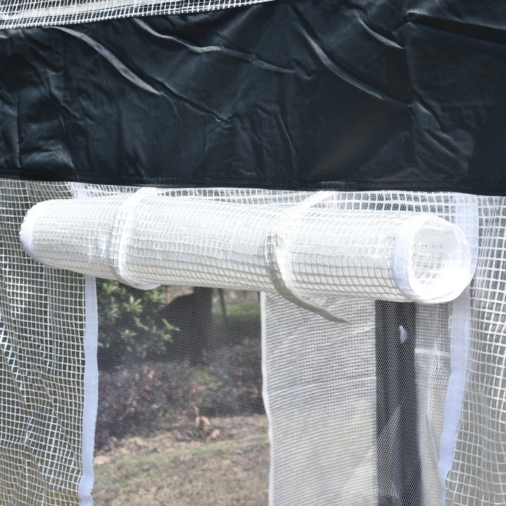 9.8' x 6.5' x 7.2' Walk-in Greenhouse w 2 Roll Up Doors Windows, Outdoor Garden Plants, White