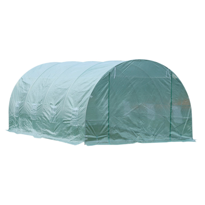 19.5' x 10' x 7' Large Heavy Duty Walk-in Tunnel Outdoor Greenhouse w Windows Door Garden Green