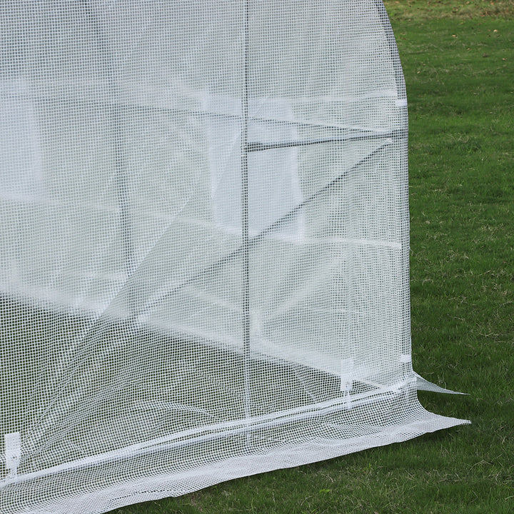 19.5' x 10' x 7' Large Heavy Duty Walk-in Tunnel Outdoor Greenhouse w Windows Door Garden White