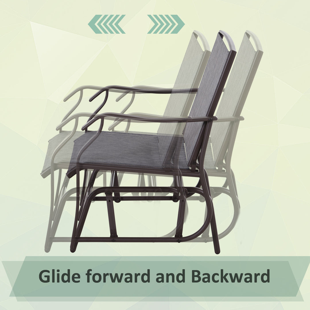 3pc Rocker Glider Bistro Seat Chairs w Table for Patio Backyard Garden Deck Porch, Brown & Grey